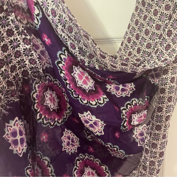 Vera Bradley Sheer Purple Pattern Scarf with Fringe Detail - Picture 4 of 6